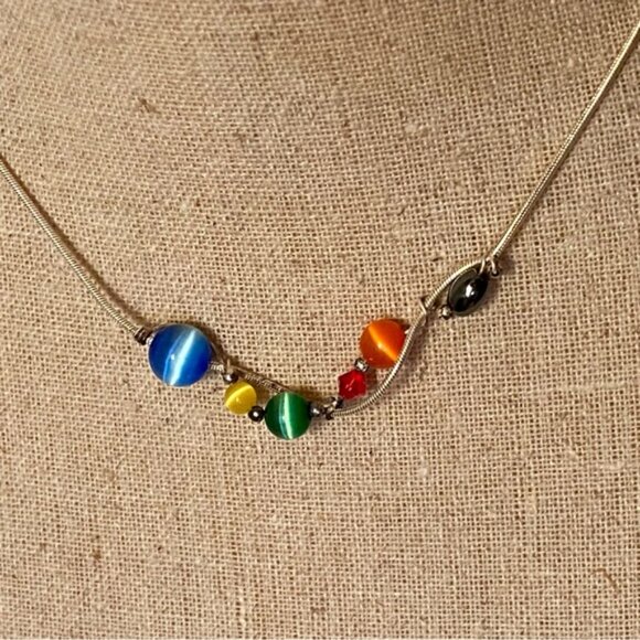 ITALY NECKLACE CHOKER STERLING SILVER YYY BEADS ADDED 15.5” 6.2g - Picture 3 of 9